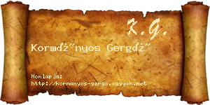 Kormányos Gergő névjegykártya